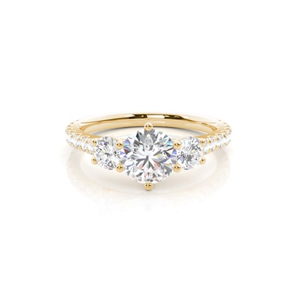 Yellow Gold Three Stone Diamond Rings