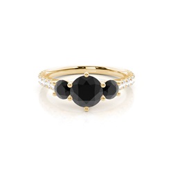 Prong Setting Black Diamond Trilogy Engagement Ring