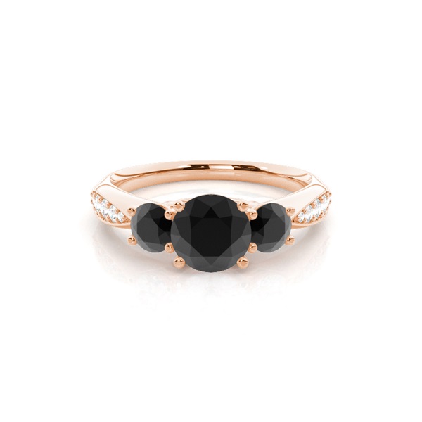 Prong Setting Black Diamond Trilogy Engagement Ring