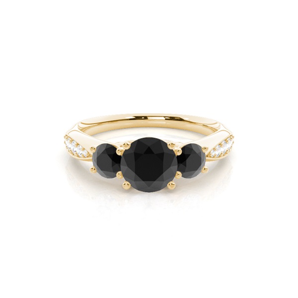 Prong Setting Black Diamond Trilogy Engagement Ring