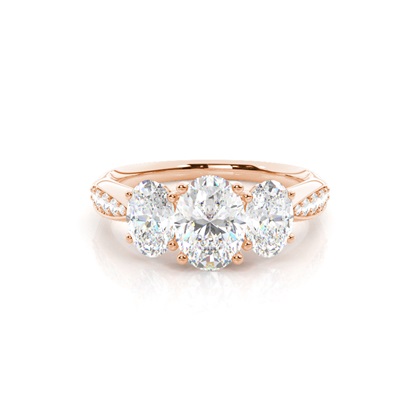 Oval 3 Stone Diamond Rings