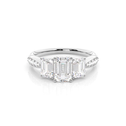 Emerald Diamond Rings Three Stone