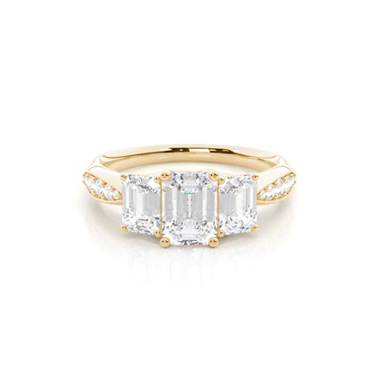 Yellow Gold Three Stone Diamond Rings