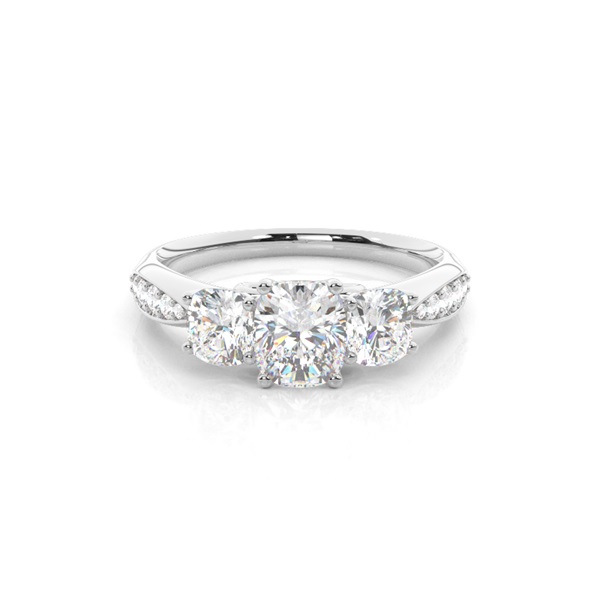 Prong Setting Trilogy Diamond Engagement Ring