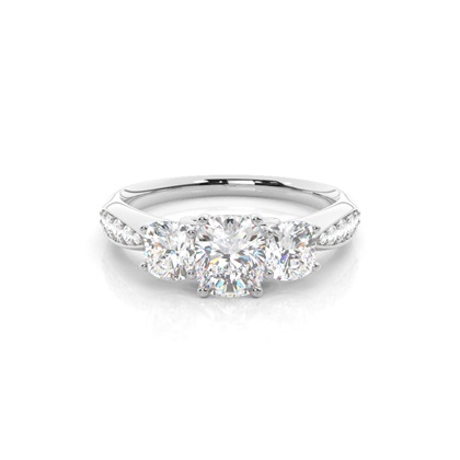Prong Setting Trilogy Diamond Engagement Ring
