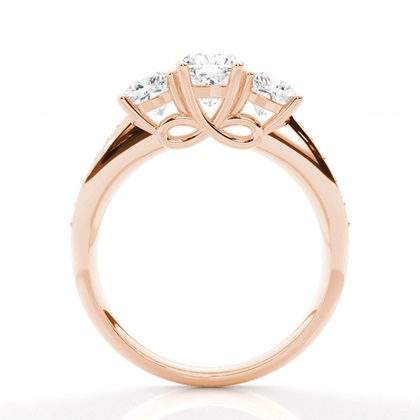 Cushion Rose Gold Trilogy Engagement Rings