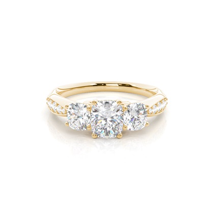 Yellow Gold Trilogy Diamond Engagement Rings