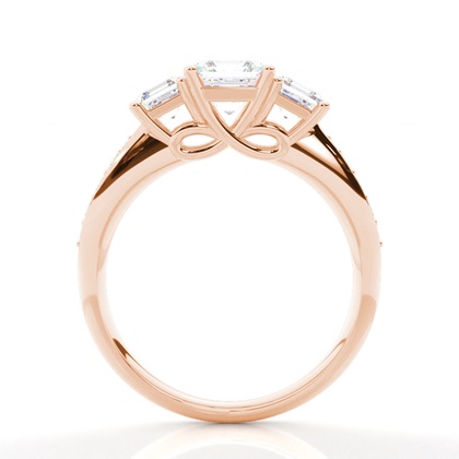 Asscher Rose Gold Trilogy Engagement Rings