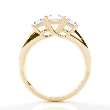 Asscher Yellow Gold Trilogy Engagement Rings