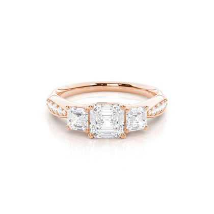 Rose Gold Trilogy Diamond Engagement Rings