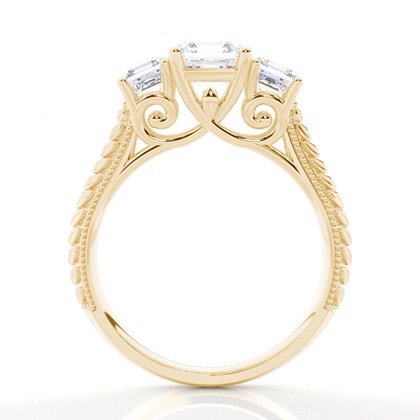 Asscher Yellow Gold Trilogy Engagement Rings