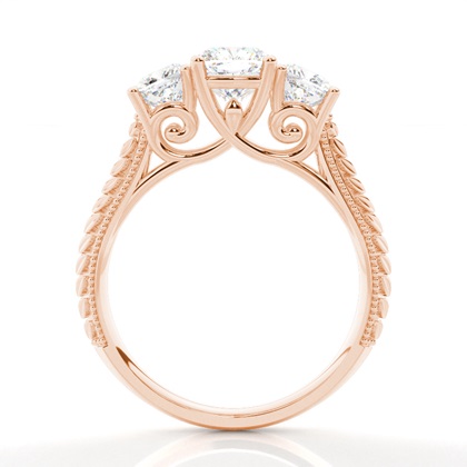 Cushion Rose Gold Trilogy Engagement Rings
