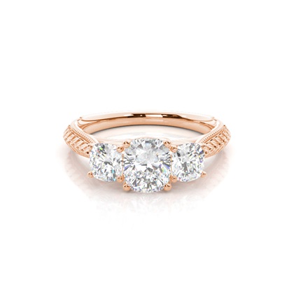 Rose Gold 3 Stone Diamond Rings