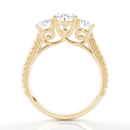 Oval Yellow Gold 3 Stone Diamond Rings