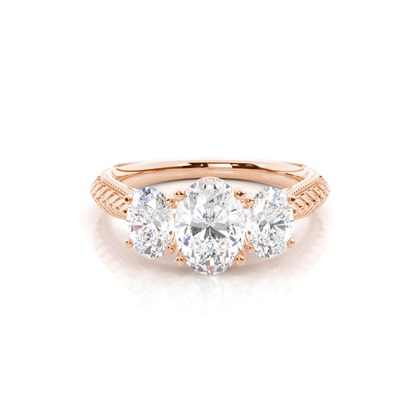 Oval 3 Stone Diamond Rings