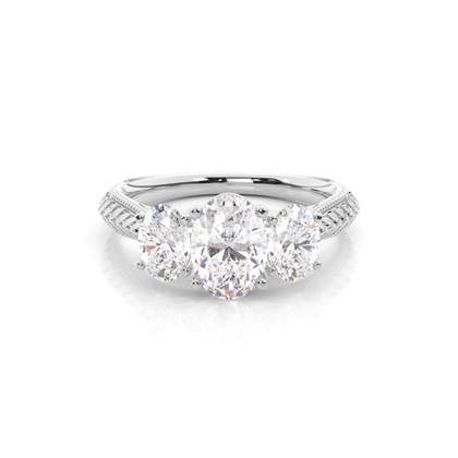 Oval 3 Stone Diamond Rings