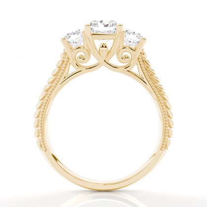 Radiant Yellow Gold Trilogy Engagement Rings
