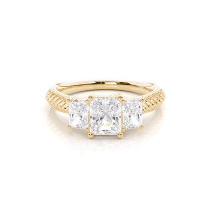 Radiant Yellow Gold 3 Stone Diamond Rings