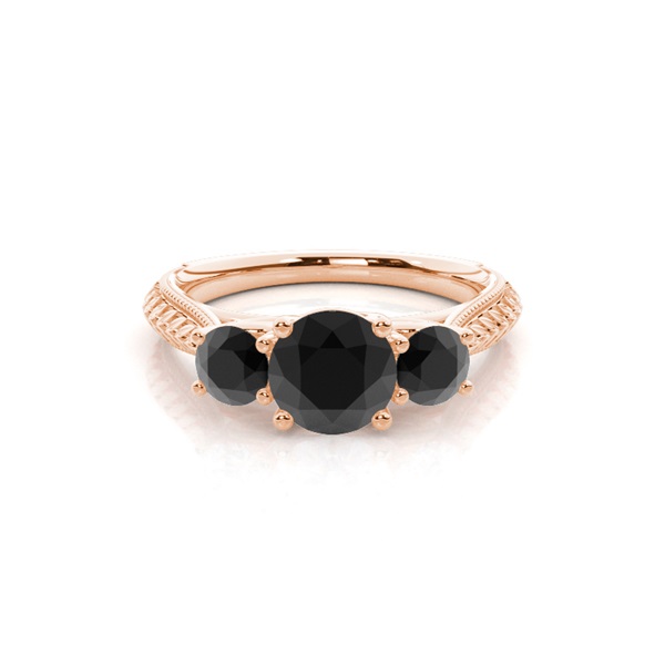 Prong Setting Black Diamond Trilogy Engagement Ring