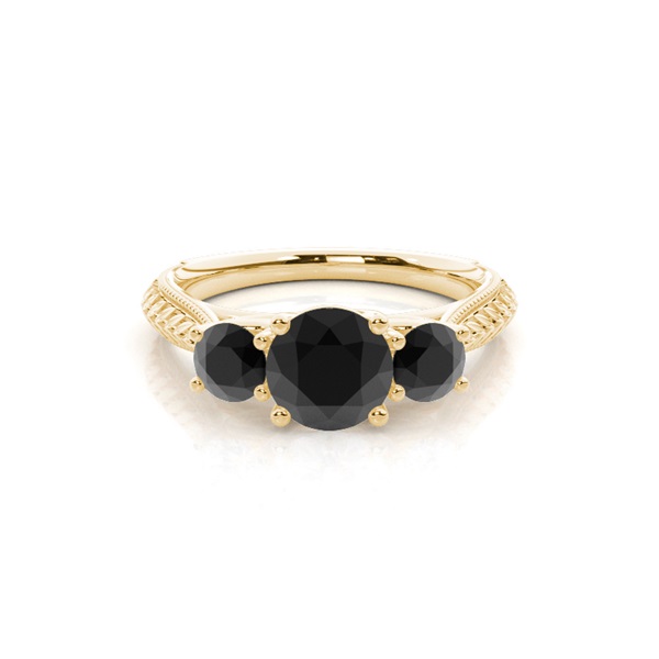Prong Setting Black Diamond Trilogy Engagement Ring