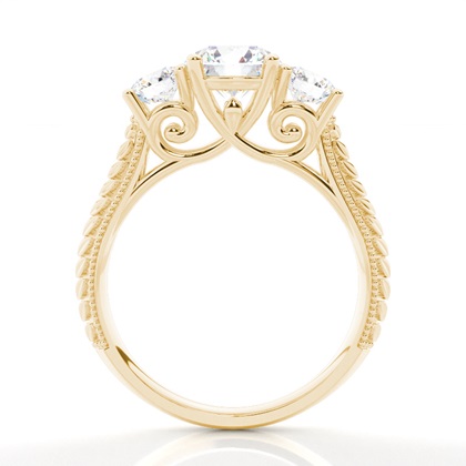 Round Yellow Gold Trilogy Engagement Rings