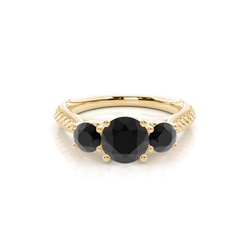Prong Setting Black Diamond Trilogy Engagement Ring