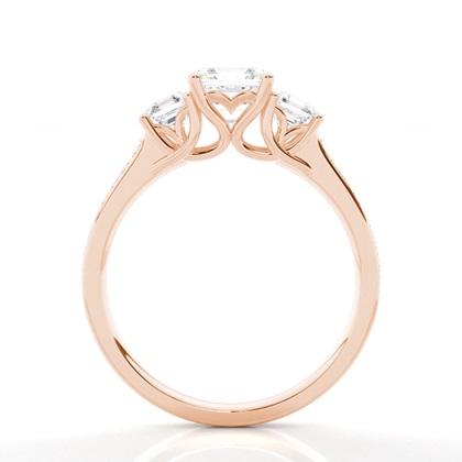 Asscher Rose Gold Trilogy Engagement Rings