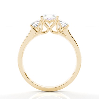 Asscher Yellow Gold Trilogy Engagement Rings