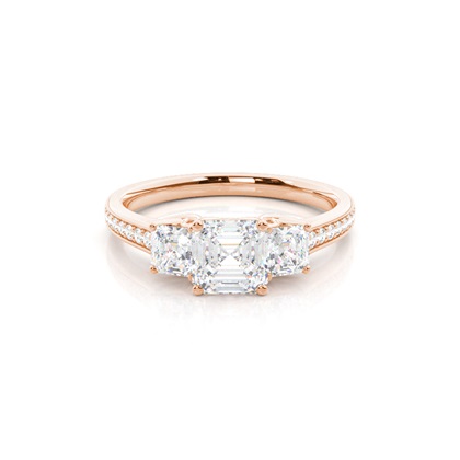 Rose Gold Trilogy Diamond Engagement Rings