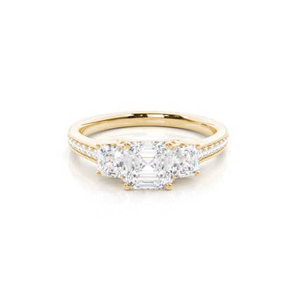 Yellow Gold Three Stone Diamond Rings