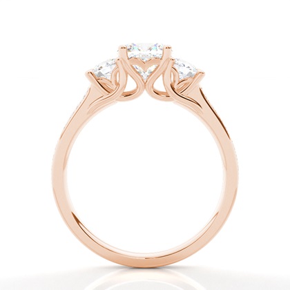 Cushion Rose Gold Trilogy Engagement Rings