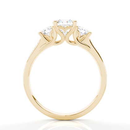 Cushion Yellow Gold Trilogy Engagement Rings