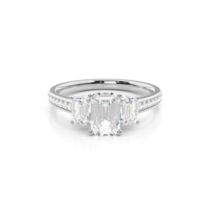 Emerald Diamond Rings Three Stone
