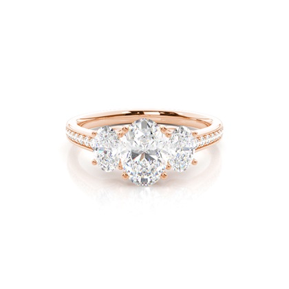 Oval 3 Stone Diamond Rings