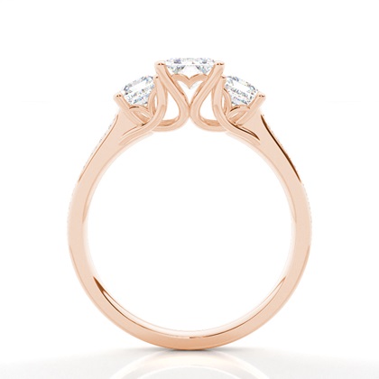 Radiant Rose Gold Trilogy Engagement Rings