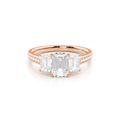 Radiant Rose Gold 3 Stone Diamond Rings