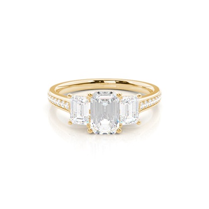 Radiant Yellow Gold 3 Stone Diamond Rings