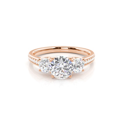 Rose Gold 3 Stone Diamond Rings