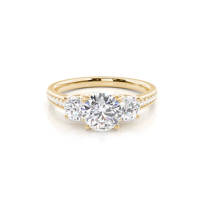 Yellow Gold Three Stone Diamond Rings