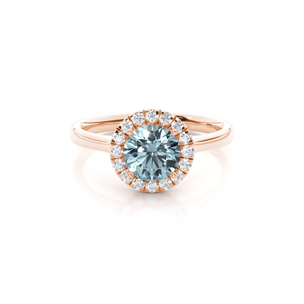Prong Setting Aquamarine Halo Engagement Ring