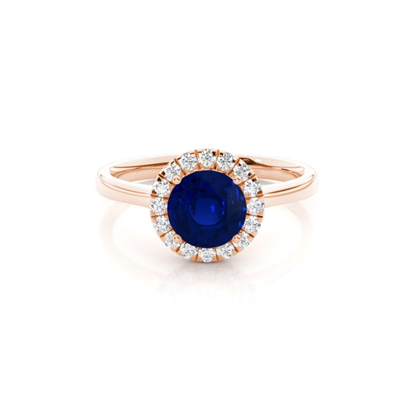 Prong Setting Blue Saphire Halo Engagement Ring