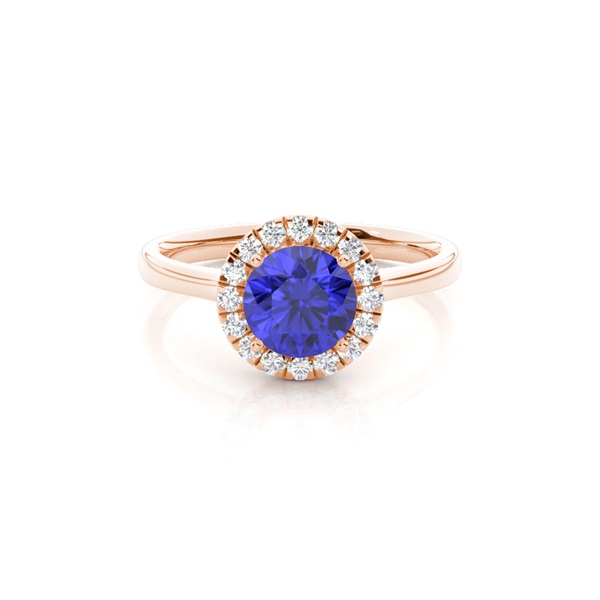 Prong Setting Tanzanite Halo Engagement Ring