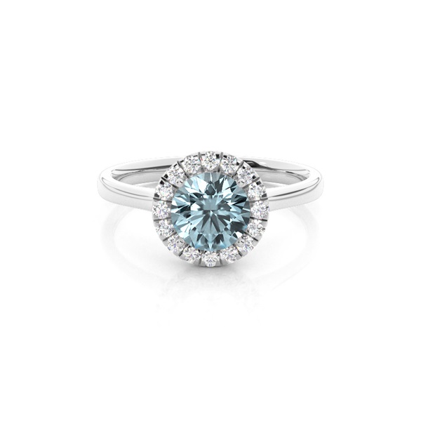 Prong Setting Aquamarine Halo Engagement Ring