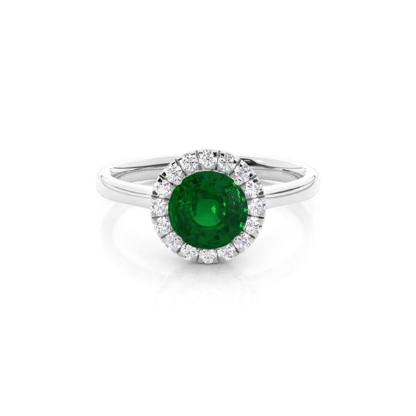 Prong Setting Emerald Halo Engagement Ring