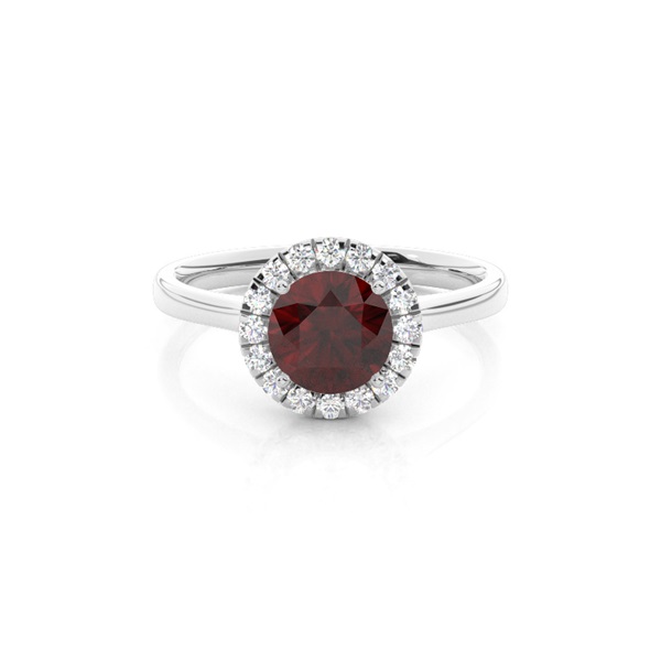 Prong Setting Garnet Halo Engagement Ring