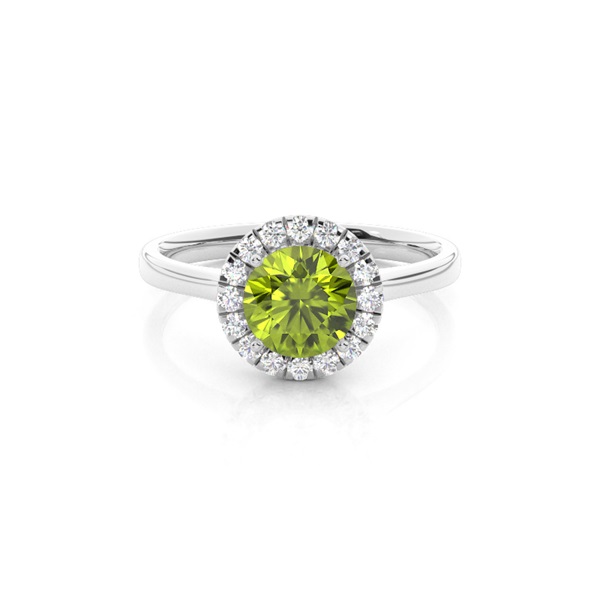 Prong Setting Peridot Halo Engagement Ring