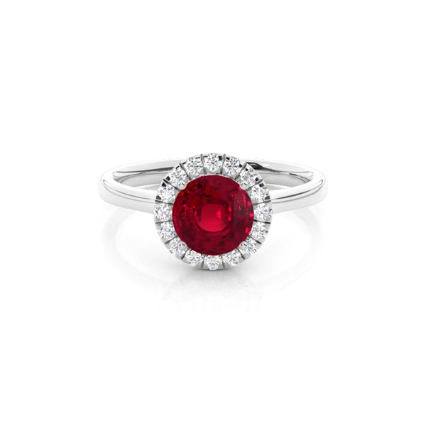 Prong Setting Ruby Halo Engagement Ring