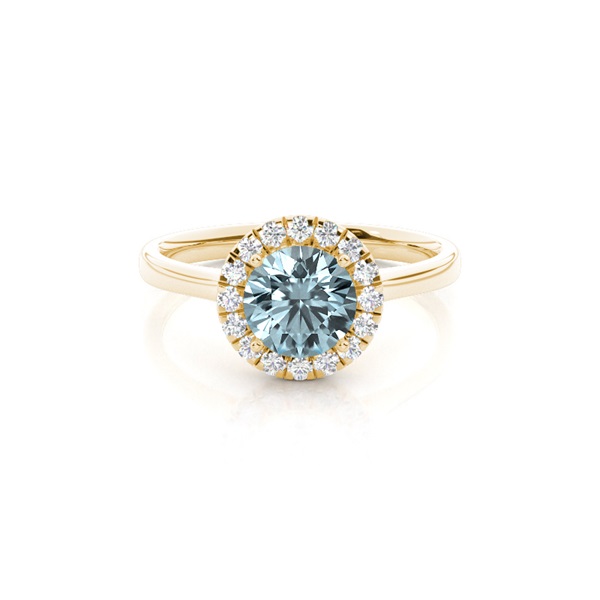 Prong Setting Aquamarine Halo Engagement Ring