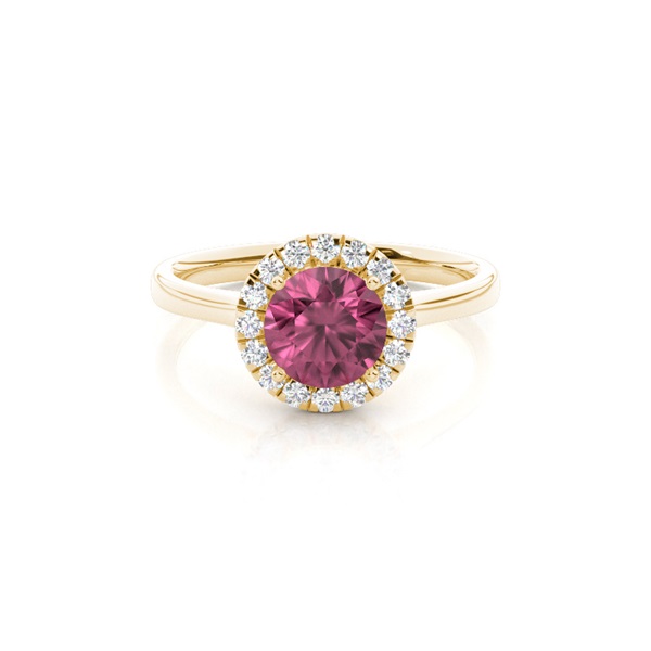 Prong Setting Pink Tourmaline Halo Engagement Ring