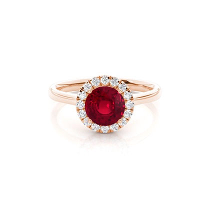 Prong Setting Ruby Halo Engagement Ring